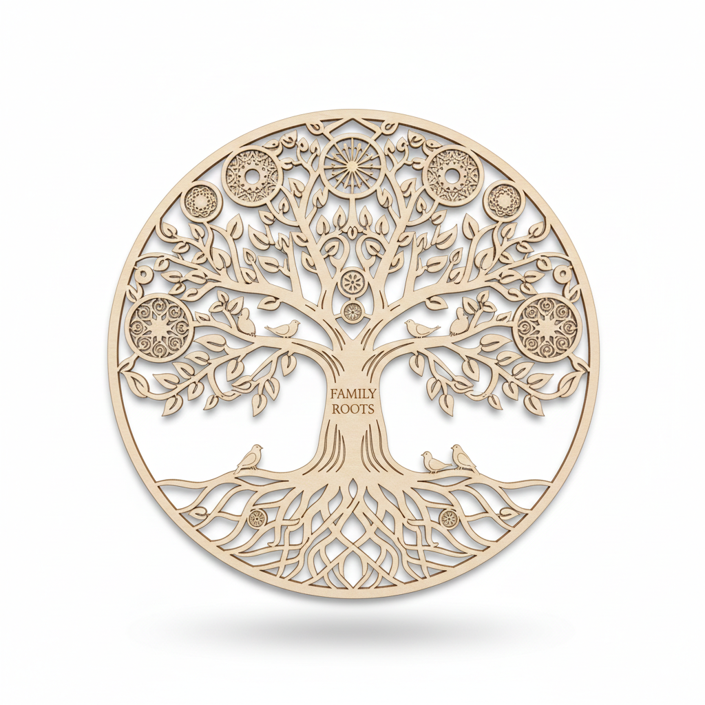 Arbol de la vida de madera calado con láser